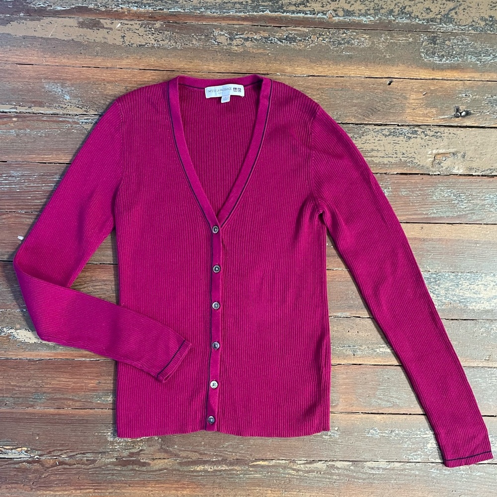 Ines De La Fressange Paris X Uniqlo Cotton Ribbed Knit Cardigan - Sz S 🧡🎀 - Picture 2 of 10